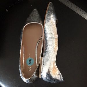Fascinating New BCBG Silver Flats - Scalloped